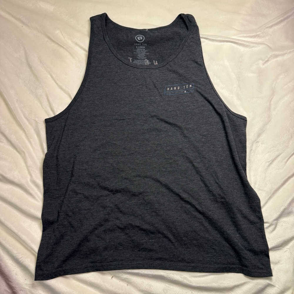Hang Ten Men's Dark heather Gray Tank Top XL hang ten graphic front and back